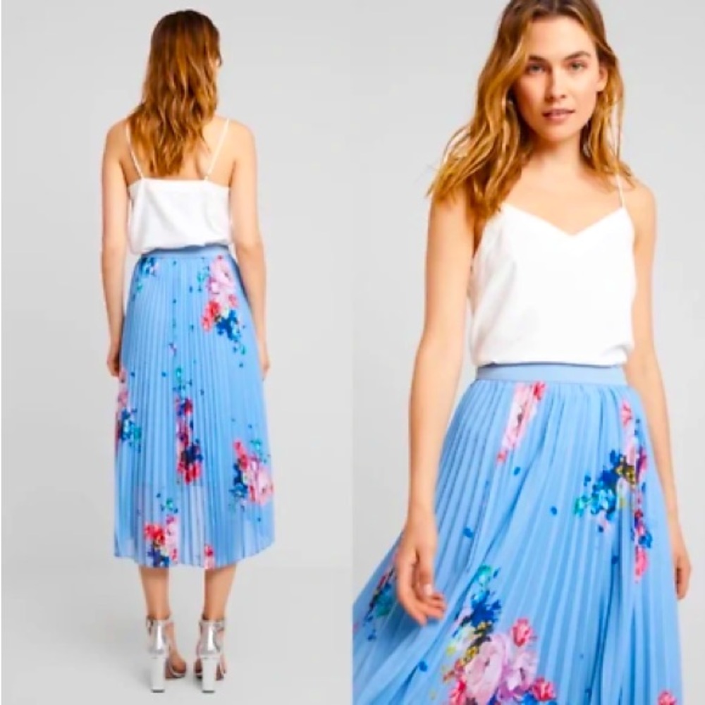 NWOT Ted Baker Harrpa Raspberry Ripple Pleated Midi skirt light blue (size 3)